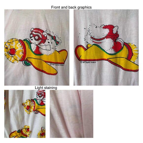 80s vintage pink reversible puffy santa bear holiday graphic pullover sweatshirt - Picture 10 of 10